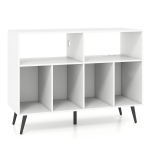Vin&uuml;&uuml;lplaatide alus, 4 riiulit, Valge, 100 &times; 74,5 &times; 40 cm