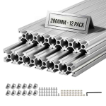 Alumiiniumist ekstrusioonprofiilid VEVOR 2020T-200-12-Y, 12 tk, H&otilde;bedane, 2 &times; 2 &times; 200 cm