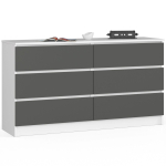 Kummut K140, 6 sahtlit, valge-halli, 138 &times; 77 &times; 40 cm