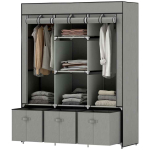 Kangast riidekapp, 5 riiulit, 2 latti, 3 sahtlit, 125 &times; 162,5 &times; 43 cm