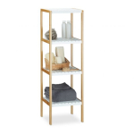 Vannitoa riiul 4 riiuliga 110x33x34cm, helepruun/valge
