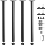 Reguleeritav terasest kontorilaua jalg 762 mm, 4 tk, must