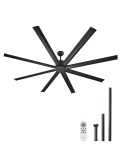 Laeventilaator 213 cm, 8 labaga, must, ilma valgustuseta, puldiga