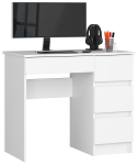 Arvutilaud AKORD A-7 CLP, parempoolne, 4 sahtlit, Valge, 90 &times; 77 &times; 50 cm