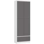 Kontorikapp CLP R60, 2 ust, 1 sahtel, valge/hall, 60 &times; 180 &times; 35 cm