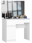 Tualettlaud peegliga AKORD P-2/SL, vasakpoolne, 2 sahtlit, valge, 90 &times; 142 &times; 50 cm