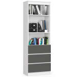 Kontorikummut CLP R60, 3 sahtlit, 2 riiulit, valge/hall, 60 &times; 180 &times; 35 cm