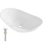 Ovaalne valge keraamiline t&ouml;&ouml;pinnale paigaldatav vannitoakraanikauss, 23,3 x 14,2"