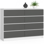 Kummut K140 8SZ, 8 sahtliga, valge/halli v&auml;rvi, 138 &times; 99 &times; 40 cm