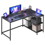 Nurgaarvutilaud VASAGLE, 2 vahelduvvoolupesa ja 2 USB-porti, Must, 120 &times; 80 &times; 76 cm