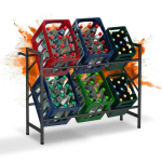 Joogikastide riiul Relaxdays, 6 kastile, 2 tasandit, Must, 104 &times; 80 &times; 32 cm