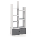 Seisev riiul 53x24x118cm, valge/hall v&auml;rv