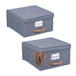 Komplektis 2 kokkupandavat kasti kaanega 16x30x32,5cm., hall/helepruun