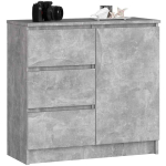 Kummut K80 JERRY, 1 uks, 3 sahtlit, Hall, 80 &times; 77 &times; 35 cm