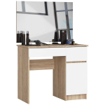 Tualettlaud AKORD P-2, parempoolne, 2 sahtlit ja peegel, pruuni/valget v&auml;rvi, 90 &times; 142 &times; 50 cm