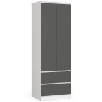 Riidekapp NORE S, valge/tumehall