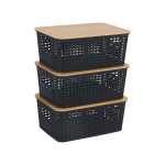 Hoiukast Relaxdays 10053189_8195, 3 tk, must/pruun, 25,5 &times; 10,5 &times; 18 cm