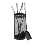 Komplektis 4 kaminat&ouml;&ouml;riista ja alus 56x17cm., must/h&otilde;bedane v&auml;rv
