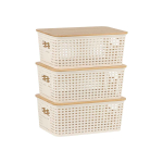 Hoiukast Relaxdays 10053189_8197, 3 tk, valge/pruun, 25,5 &times; 10,5 &times; 18 cm