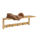 Konksudega seinariiul 18x62x16cm., helepruun/h&otilde;bedane v&auml;rv