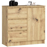 Kummut K80 JERRY, 1 ukse ja 3 sahtliga, pruun, 80 &times; 77 &times; 35 cm
