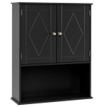 Seinale kinnitatav vannitoakapp, 2 ust, Must, 60 &times; 75 &times; 21 cm