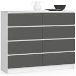 Kummut K120 AkordV2, 8 sahtliga, valge/hall, 120 &times; 99 &times; 40 cm