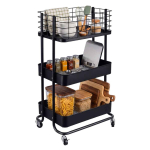 Ratastega riiul Relaxdays 10053767_46, 3 taset, 4 ratast, 45 &times; 77 &times; 34 cm