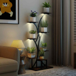Lillepostament 67x30x146cm., tumepruun/must