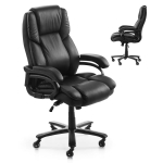 Ergonoomiline juhi kontoritool nimmetoega, must kunstnahk