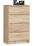 Kummut K60, 4 sahtlit, tammepuidu, 60 &times; 99 &times; 40 cm