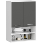 Riputatav vannitoakapp FIN H934 W64, 2 ust, valge/hall, 64 &times; 94 &times; 30 cm