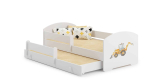 Laste kaheinimesevoodi Luk madratsi ja turvapiirdega 164x85x63 / 145x80x15cm, ekskavaator