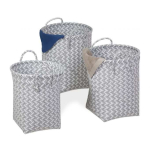 3 pesukorvi komplekt, hall/valge