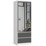 Riidekapp NORE Star S60 peegliga, valge/tumehall
