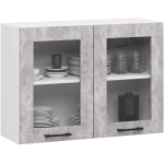 Rippuv k&ouml;&ouml;gikapp OLIWIA W80, 2 ust, valge/hall, 80 &times; 58 &times; 30,5 cm