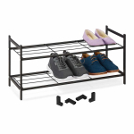 Jalatsiriiul Relaxdays, 2 tasandit, kuni 6 paari, Must, 70 &times; 33,5 &times; 26 cm