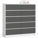 Kummut K120 CLP, 10 sahtliga, valge/hall, 120 &times; 121 &times; 40 cm