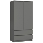 Riidekapp S90, 2 ust, 2 sahtlit, Hall, 90 &times; 180 &times; 51 cm