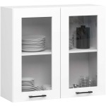 Seinale kinnitatav k&ouml;&ouml;gikapp-vitrin OLIWIA, 2 ust, valge, 80 &times; 72 &times; 30,5 cm