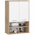 Seinale paigaldatav vannitoakapp FIN H934 W64, 2 ust, pruun/valge, 64 &times; 94 &times; 30 cm