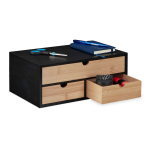Lauaorganisaator Relaxdays, 3 sahtlit, Pruun/must, 33 &times; 13,5 &times; 21 cm
