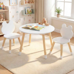 Laste m&ouml;&ouml;blikomplekt, 1 laud + 2 tooli, Valge, 60 &times; 44 &times; 60 cm