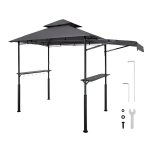 Terasest &otilde;uegrill-varikatus katusega, 2,43x1,5 m, 2 riiulit