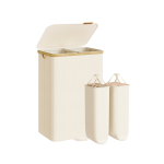Pesukorv SONGMICS, 100 l, kaane ja eemaldatava kotiga, Valge, 52 &times; 38,5 &times; 75 cm