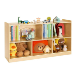 Montessori laste raamaturiiul, 114 cm, pruun, 5-osaline vitriin