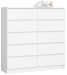 Kummut K120, 10 sahtlit, Valge, 120 &times; 121 &times; 40 cm