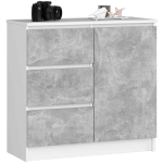 Kummut K80 JERRY, 1 uks, 3 sahtlit, valge/halli, 80 &times; 77 &times; 35 cm
