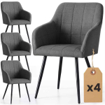 S&ouml;&ouml;gitoolide komplekt LUXANO, 4 tk, hall ja must, 54 &times; 82 &times; 58 cm