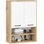 Seinale kinnitatav vannitoakapp FIN H934 W64, 2 ust, pruun/valge, 64 &times; 94 &times; 30 cm